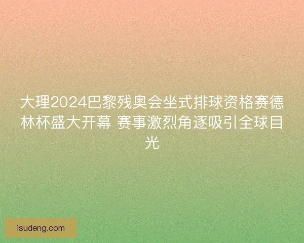 大理2024巴黎残奥会坐式排球资格赛德林杯盛大开幕 赛事激烈角逐吸引全球目光