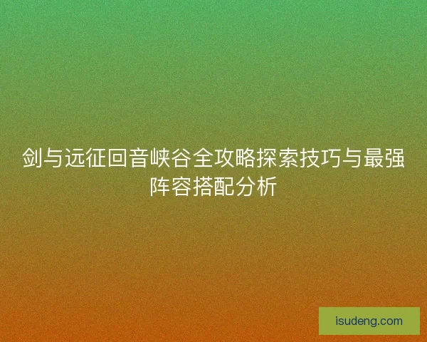 剑与远征回音峡谷全攻略探索技巧与最强阵容搭配分析