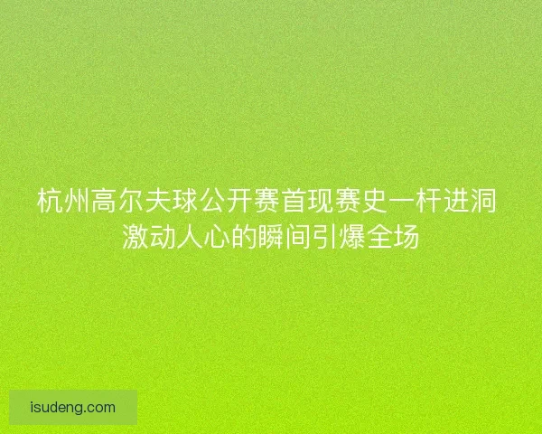 杭州高尔夫球公开赛首现赛史一杆进洞 激动人心的瞬间引爆全场