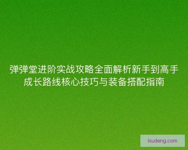 弹弹堂进阶实战攻略全面解析新手到高手成长路线核心技巧与装备搭配指南